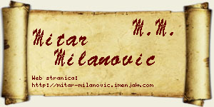 Mitar Milanović vizit kartica